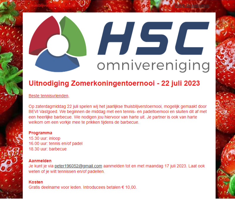 Uitnodiging Zomerkoningentoernooi - 22 juli 2023
