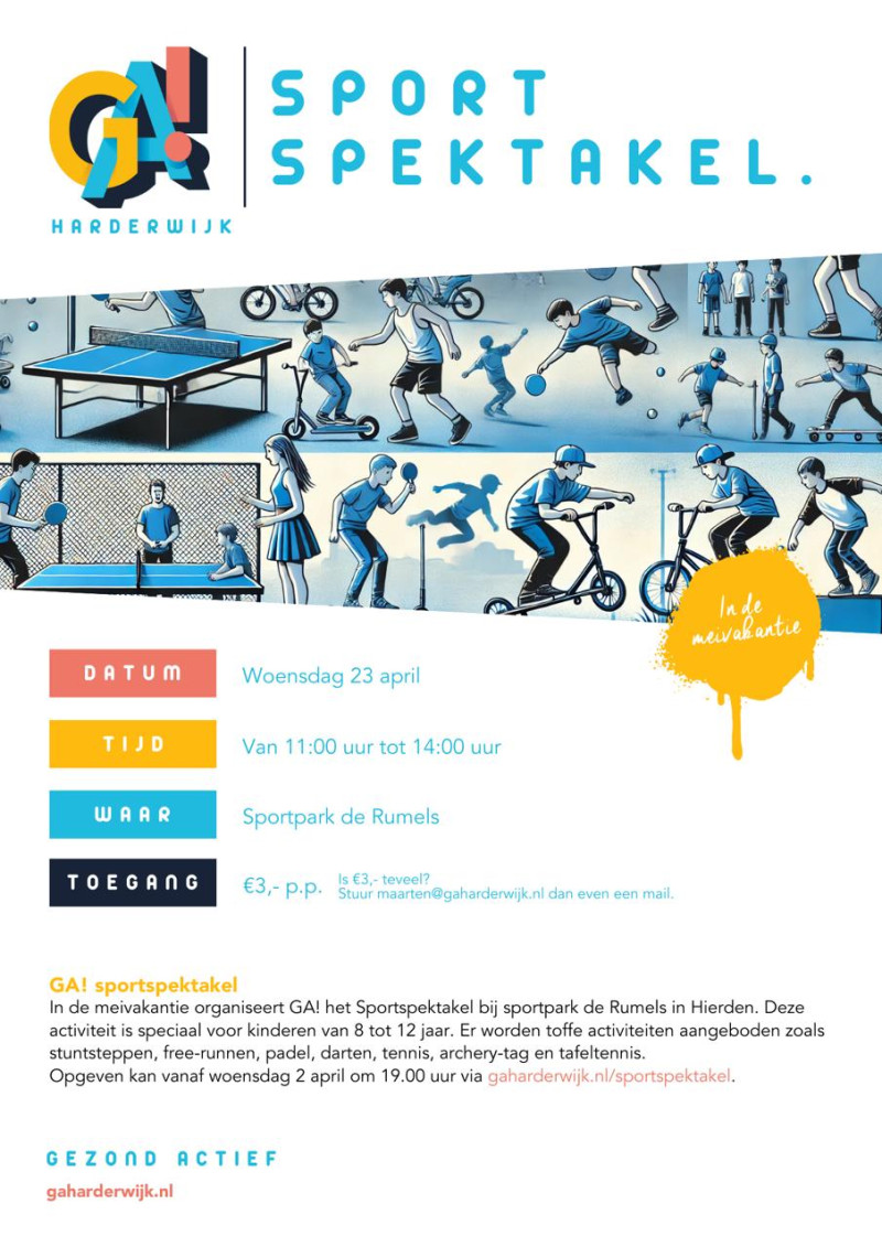 Sportspektakel voor kinderen 8-12 in meivakantie